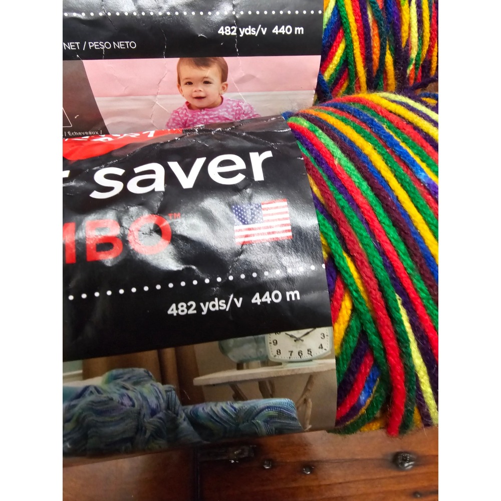 Red Heart Super Saver Jumbo Yarn Mexicana Rainbow 5 Skeins 10oz each - Picture 5 of 6